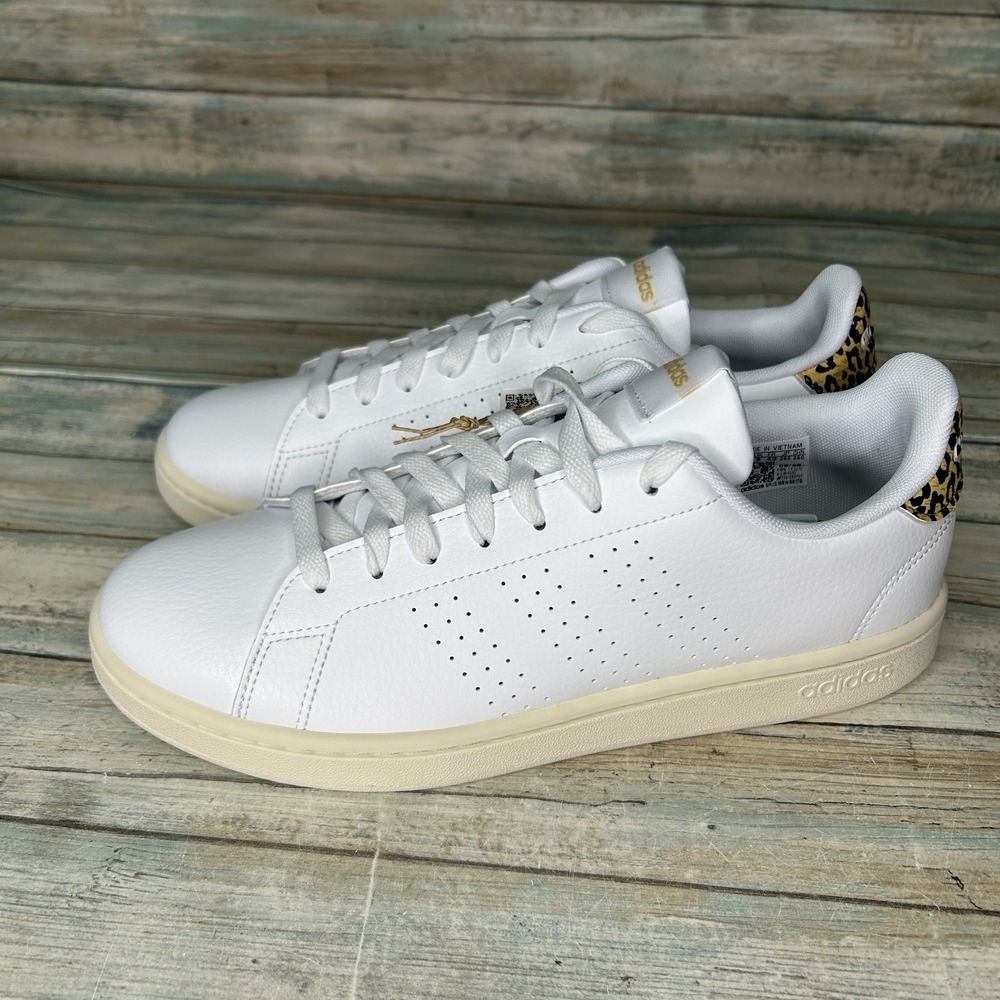 Adidas Women Advantage Shoes‎ Sneakers Size 9.5 Tennis White GW4850 Leopard - Picture 3 of 9